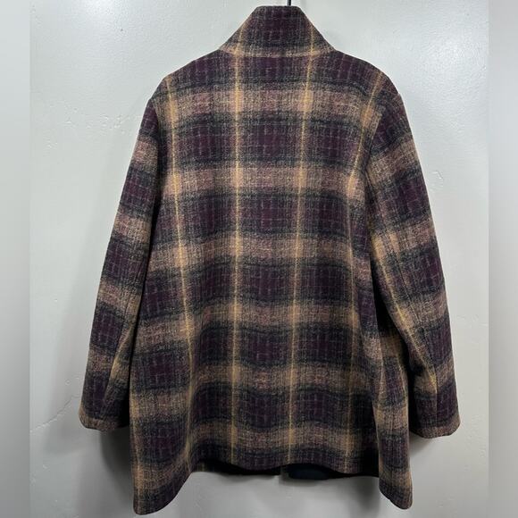 Pendleton Women’s Wool Coat Brown and Maroon Plaid Size XL - Picture 4 of 9